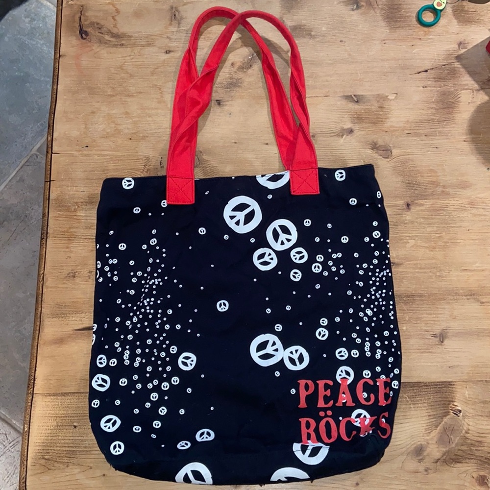 Peace Rocks canvas carry all shoulder bag tote bag grocery overnight